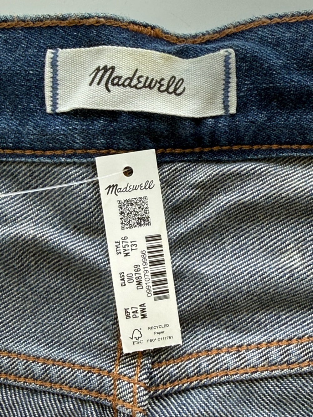 Madewell Blue Harvey Wash Perfect Vintage Wide-Leg Jeans 31 Tall NWT - Picture 6 of 9